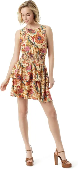 Jessica Simpson Women's Illora Smocked Waist Tiered Mini Dress with Back Cut Out Standard