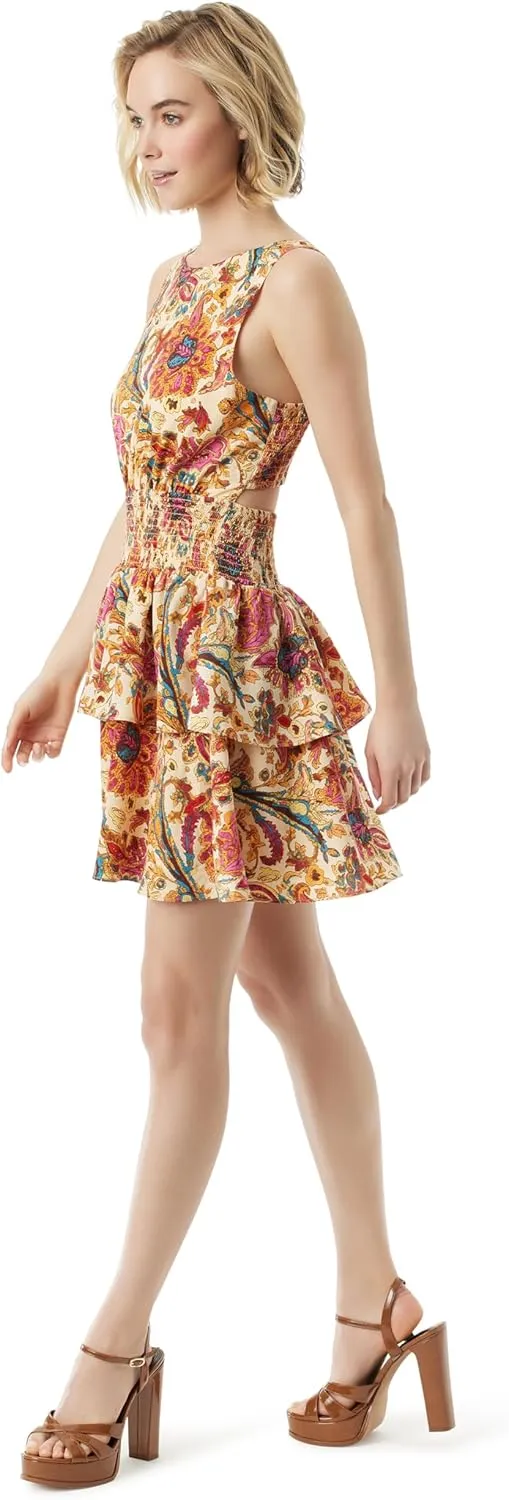 Jessica Simpson Women's Illora Smocked Waist Tiered Mini Dress with Back Cut Out Standard