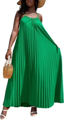 KINIKO Women's Summer Spaghetti Strap A-Line Dress – Casual Sleeveless Swing Style with Adjustable Straps & Pockets