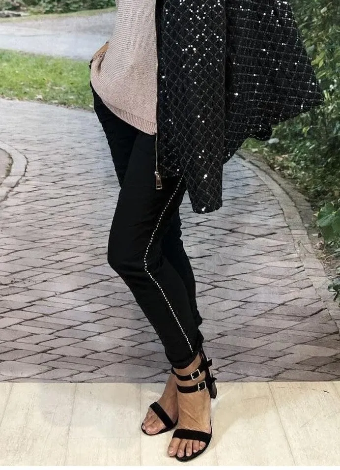 La Strada Stretch Jogger Studded Pants