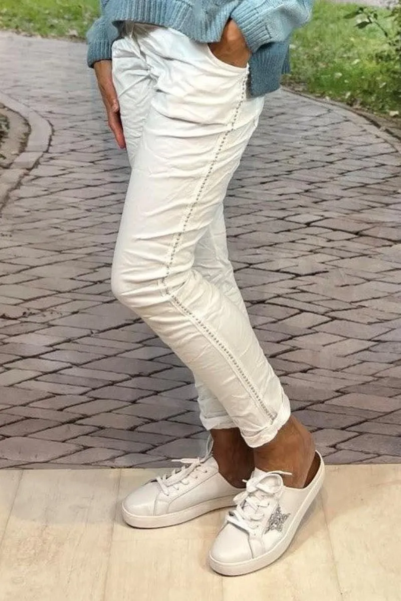 La Strada Stretch Jogger Studded Pants