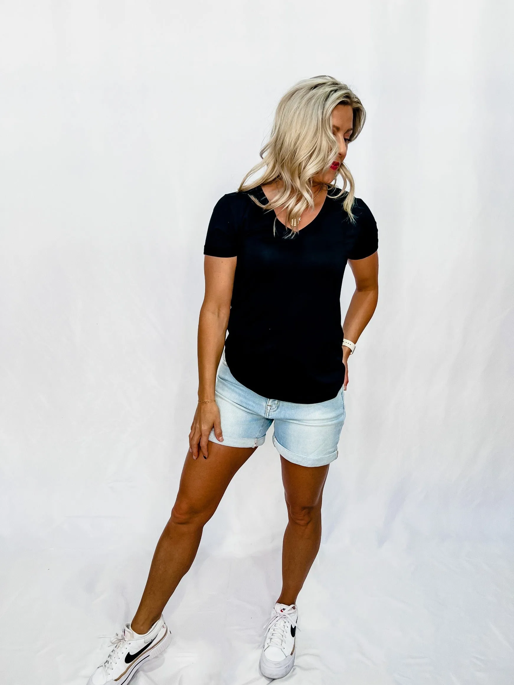 Lanelle V-Neck Tee, Black