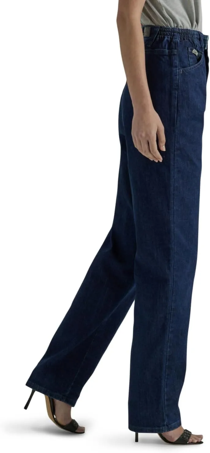 LEE Women's Relaxed-Fit Side Elastic Tapered-Leg Jean