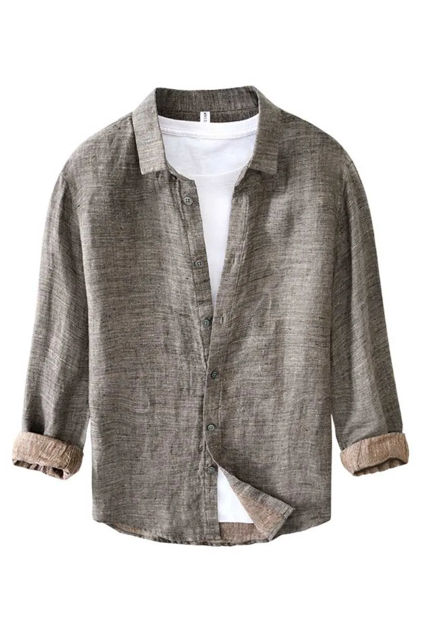 Linen Long Sleeve Shirt Men