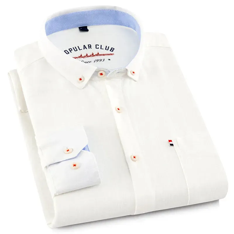 Long Sleeve Cotton Linen Slim Fit Fashion Casual Linen Shirt