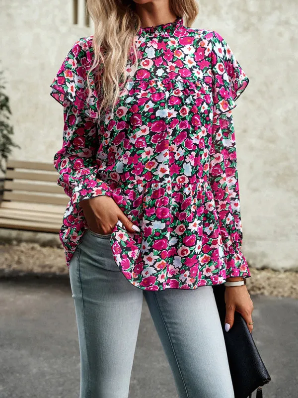 Mahira Floral Shirt Feminine Commuter Long Sleeve Top