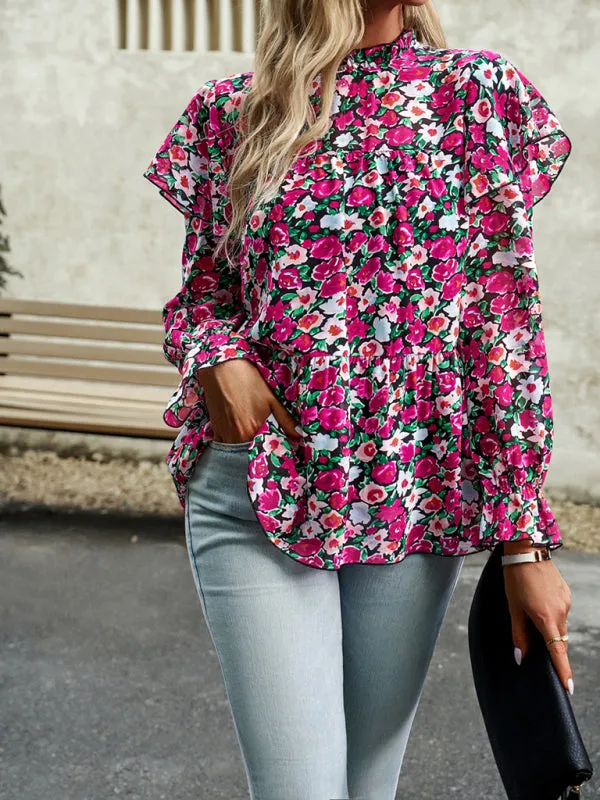 Mahira Floral Shirt Feminine Commuter Long Sleeve Top