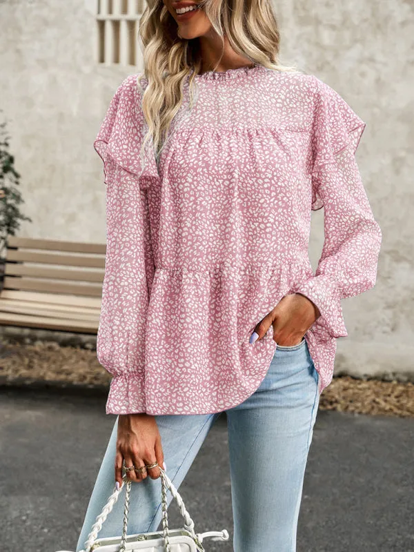 Mahira Floral Shirt Feminine Commuter Long Sleeve Top
