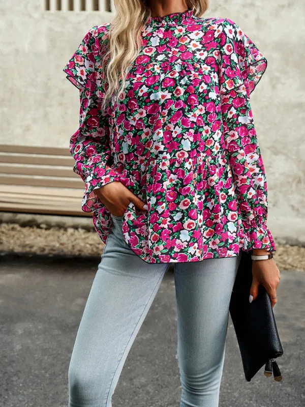 Mahira Floral Shirt Feminine Commuter Long Sleeve Top