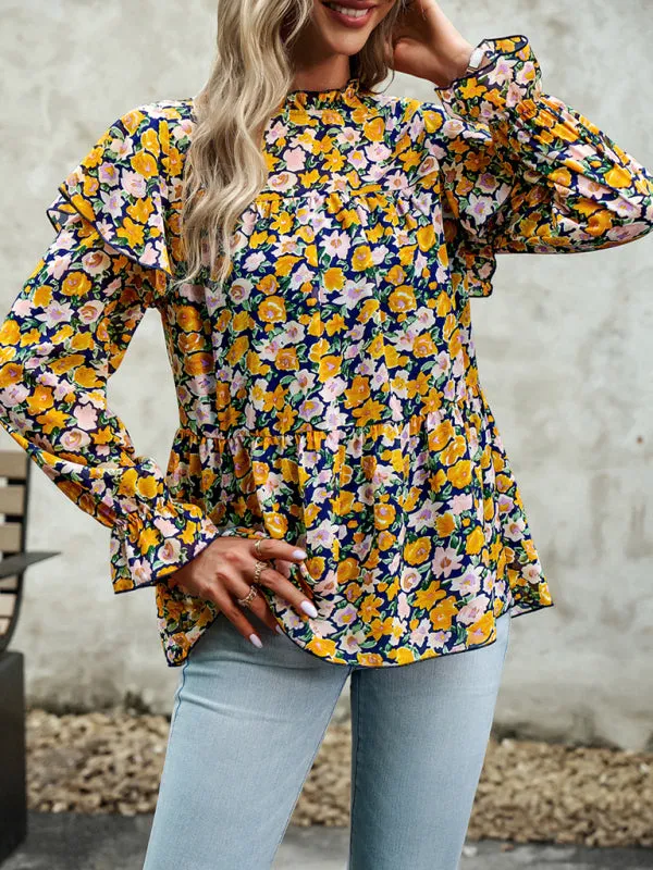 Mahira Floral Shirt Feminine Commuter Long Sleeve Top