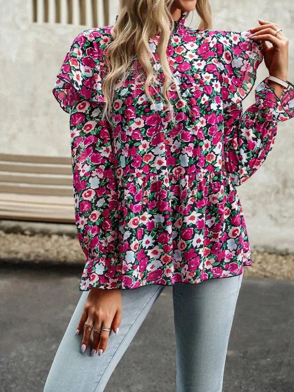 Mahira Floral Shirt Feminine Commuter Long Sleeve Top