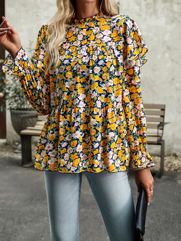 Mahira Floral Shirt Feminine Commuter Long Sleeve Top