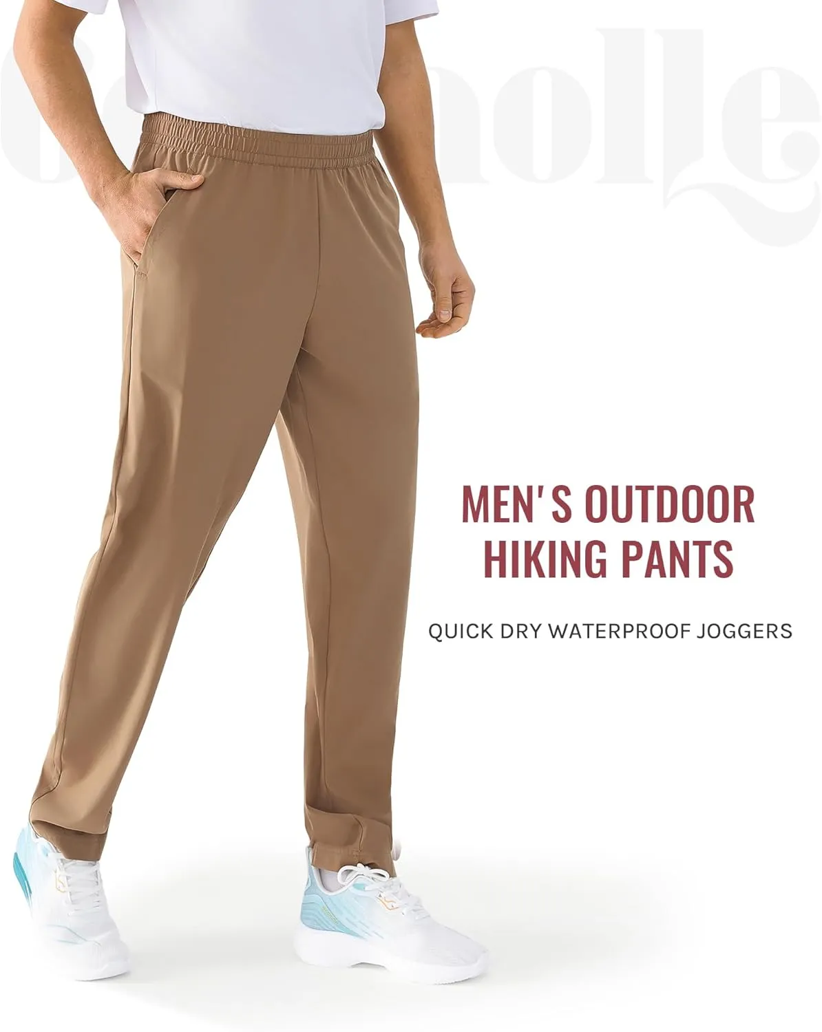 Men's Outdoor Hiking Pants Quick Dry Waterproof Joggers with Double Pockets for Gym and Travel