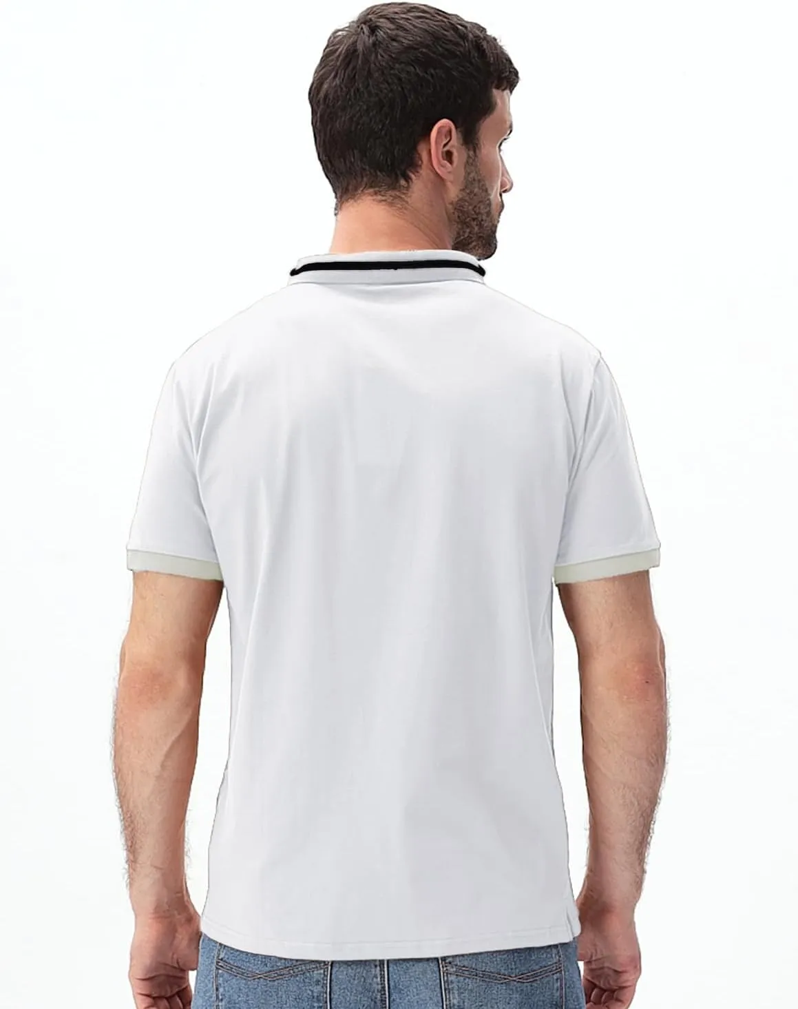 Mens Polo Shirts Short/Long Sleeve Casual Color Block Golf Polo T Shirt Stylish Contrast Collar Cotton Tops for Men
