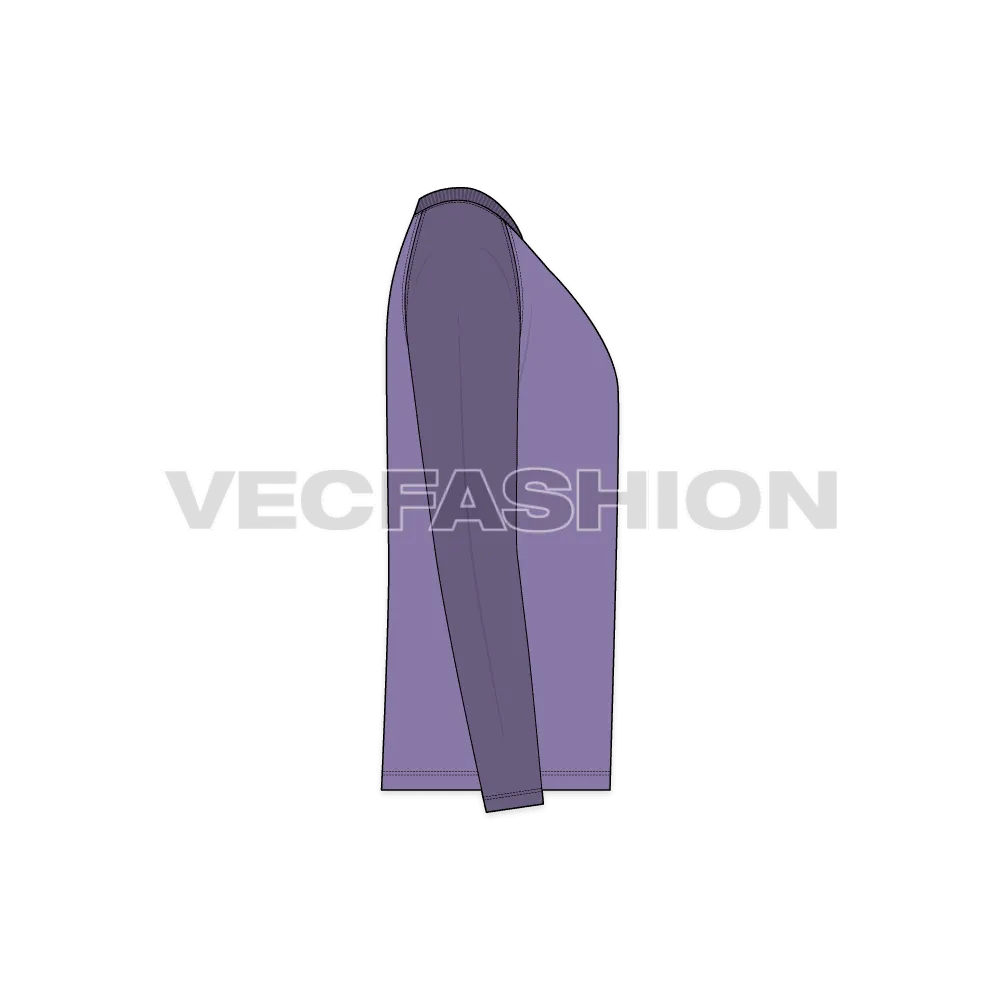 Mens V-neck Tee with Curved Raglan Sleeve