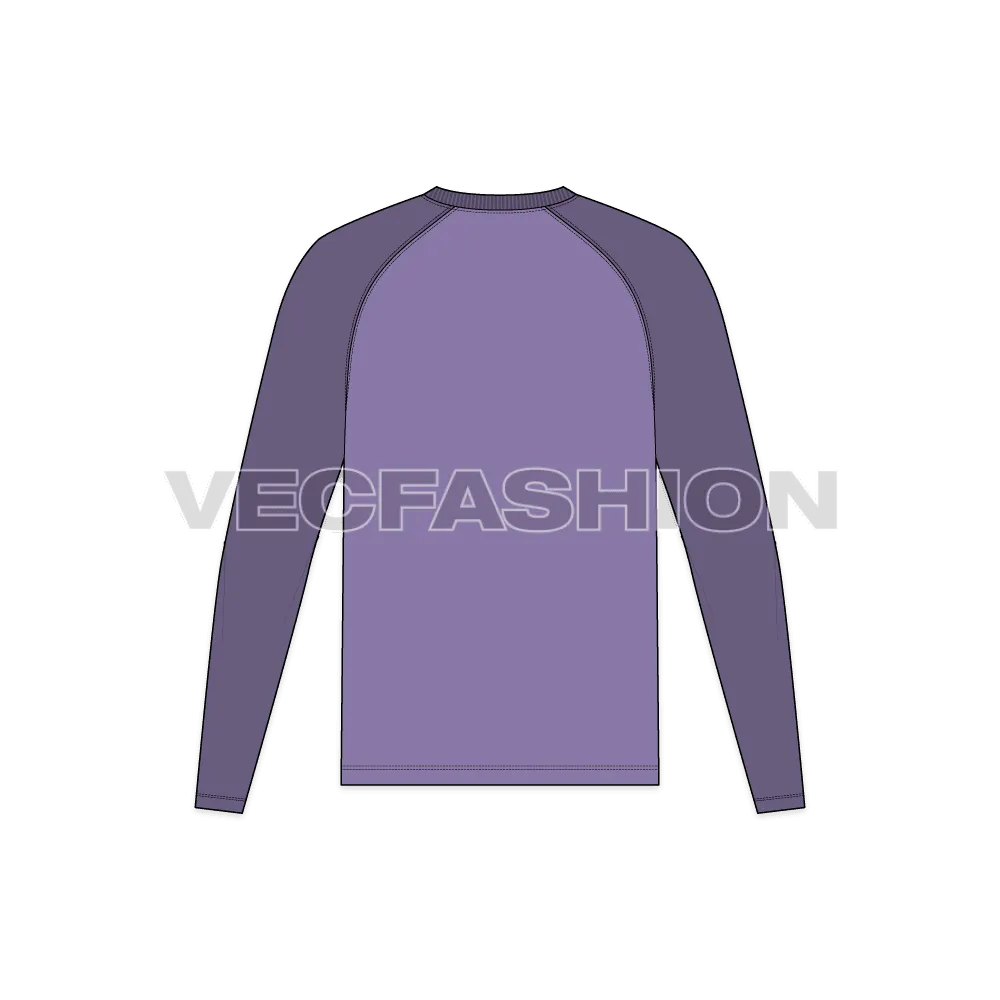 Mens V-neck Tee with Curved Raglan Sleeve