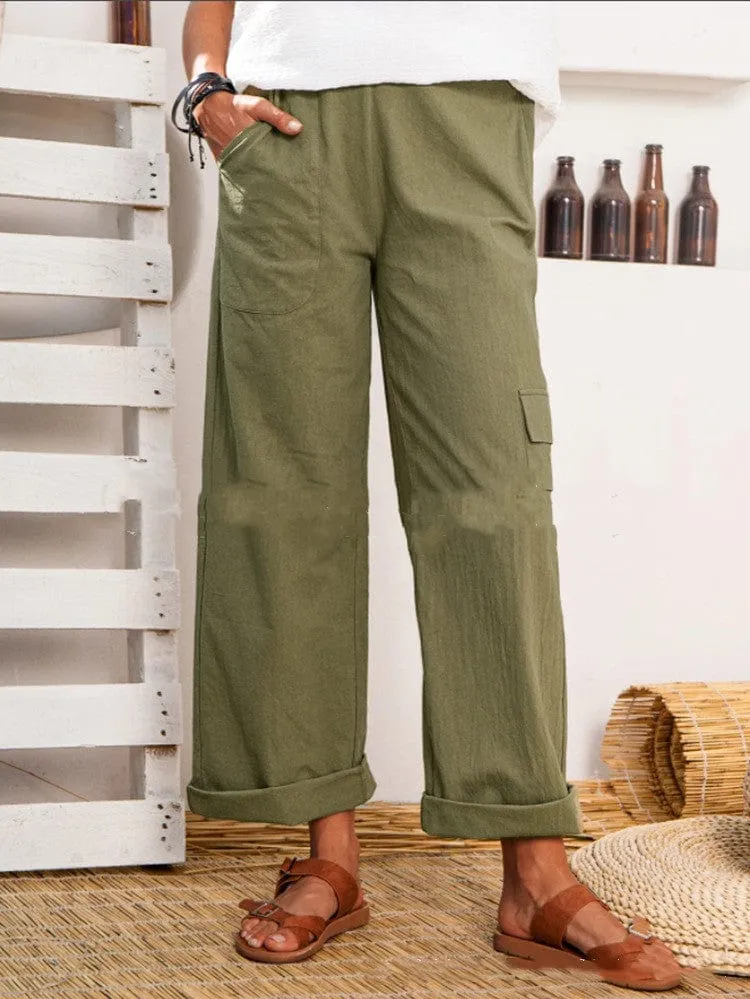 Mia || Cotton And Linen Cargo Pants