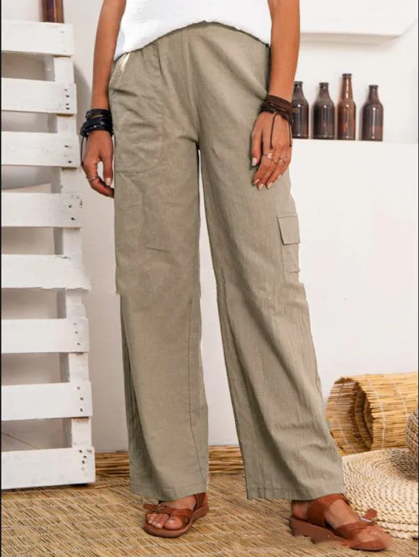 Mia || Cotton And Linen Cargo Pants