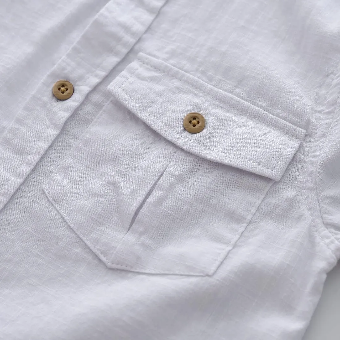 MOMOLAND Toddler Boys Short Sleeves Button Down Shirt Linen Design