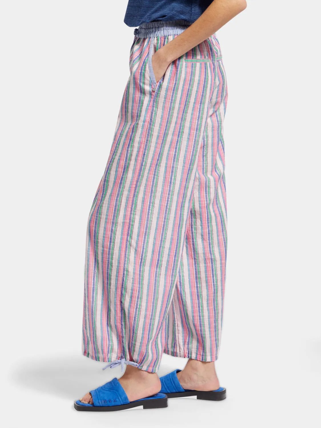 Multicolour lurex striped beach pants