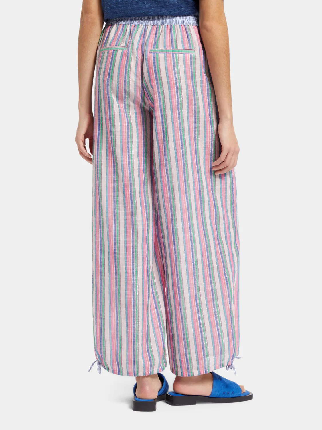 Multicolour lurex striped beach pants