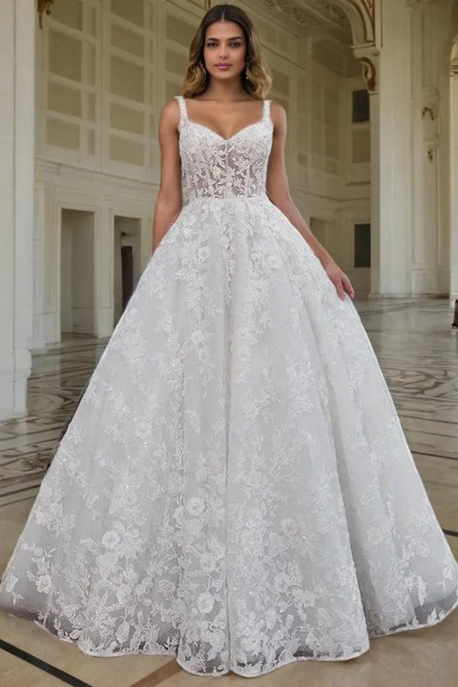 New Arrival Ivory Sleeveless Spaghetti Straps Wedding Gown