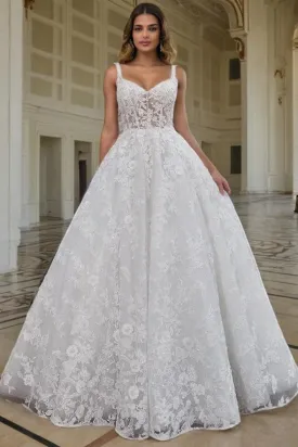 New Arrival Ivory Sleeveless Spaghetti Straps Wedding Gown