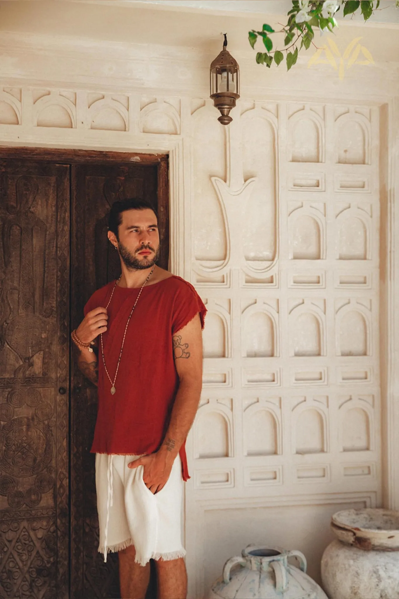 Off-White Handwoven Cotton Shorts for Men