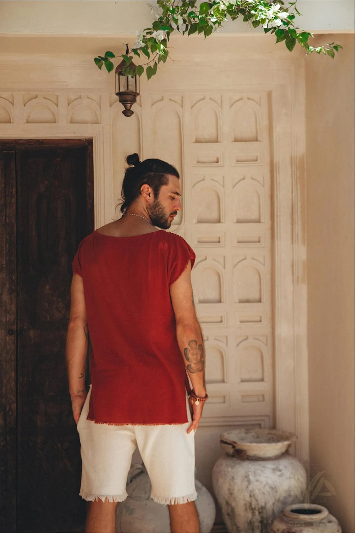 Off-White Handwoven Cotton Shorts for Men
