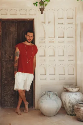 Off-White Handwoven Cotton Shorts for Men
