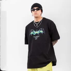 Oversized 90S T Shirt Letter Print Simple Dark Style Loose Men's T-shirt