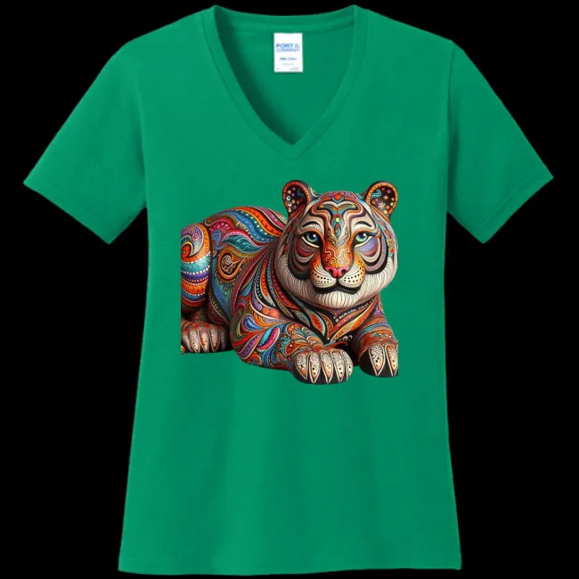 Paisley Tiger Women's V-Neck Tee