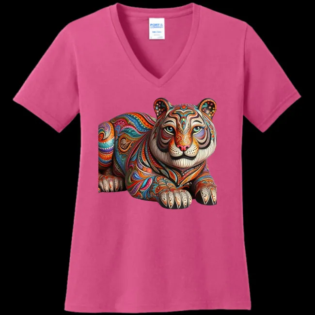 Paisley Tiger Women's V-Neck Tee