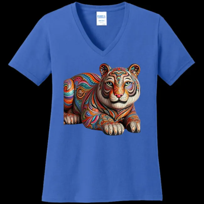 Paisley Tiger Women's V-Neck Tee