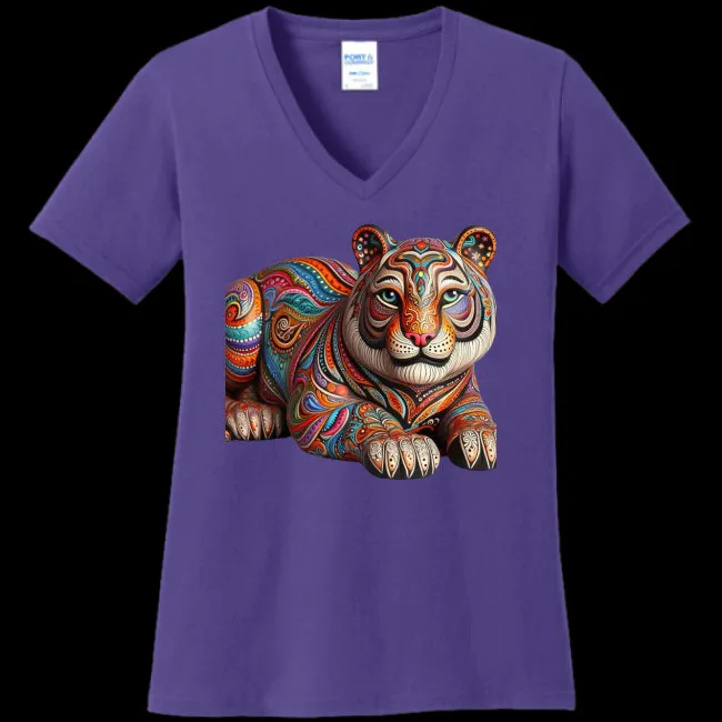 Paisley Tiger Women's V-Neck Tee