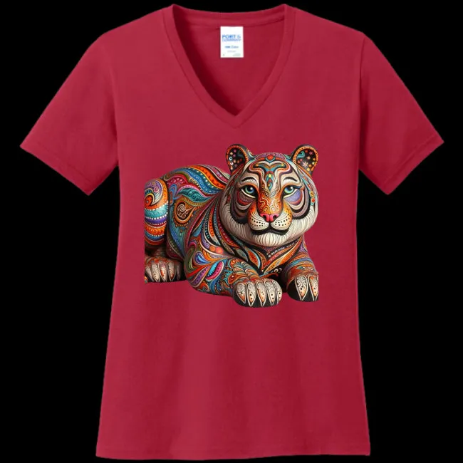 Paisley Tiger Women's V-Neck Tee