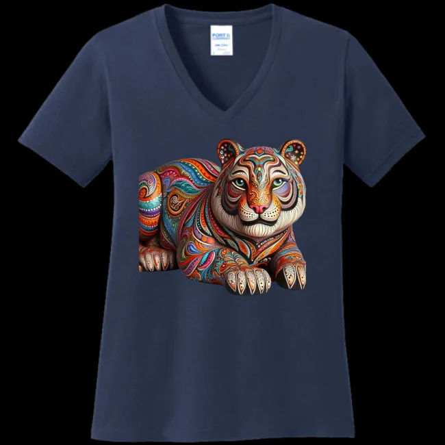 Paisley Tiger Women's V-Neck Tee