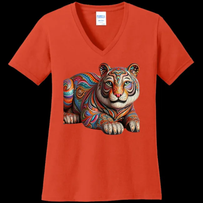 Paisley Tiger Women's V-Neck Tee