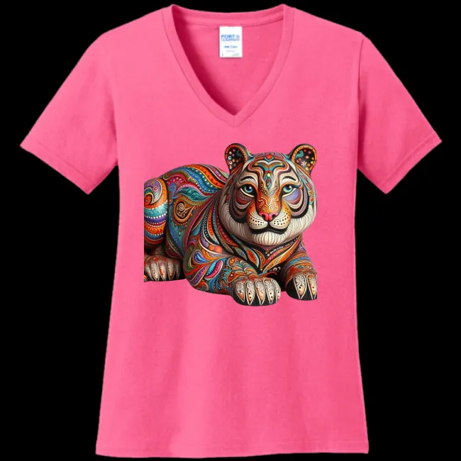 Paisley Tiger Women's V-Neck Tee