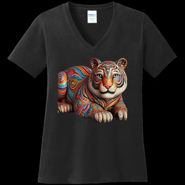 Paisley Tiger Women's V-Neck Tee