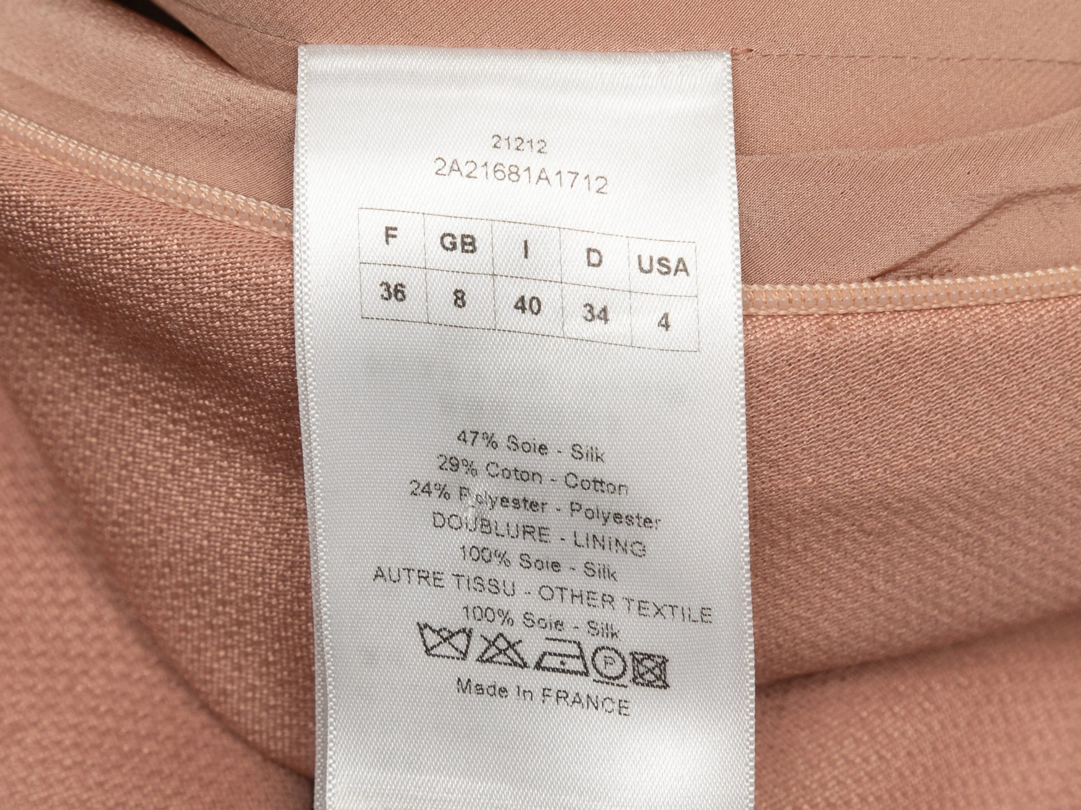Peach Christian Dior Silk-Blend Sleeveless Dress Size FR 36