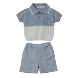 Rigola Boys Blue Knitted Top & Linen Shorts