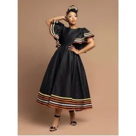 Round Neck African Sleeveless Midi Dress.