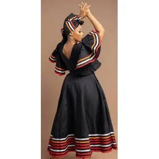 Round Neck African Sleeveless Midi Dress.