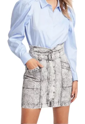 Sass & Bide Faint Heart Denim Mini Skirt |Grey Stonewash, Sz 40/10 AU,High Waist