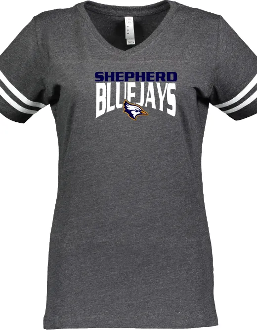 Shepherd Football Spirit Gear - 2023 - Ladies Tee - LAT Apparel Ladies' V-Neck Football Tee - 4.5oz