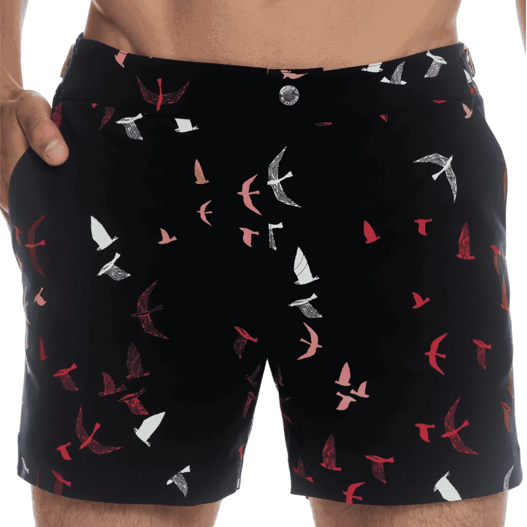 Shorts Navy Blue Flock Print