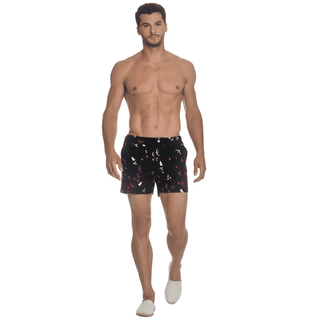 Shorts Navy Blue Flock Print