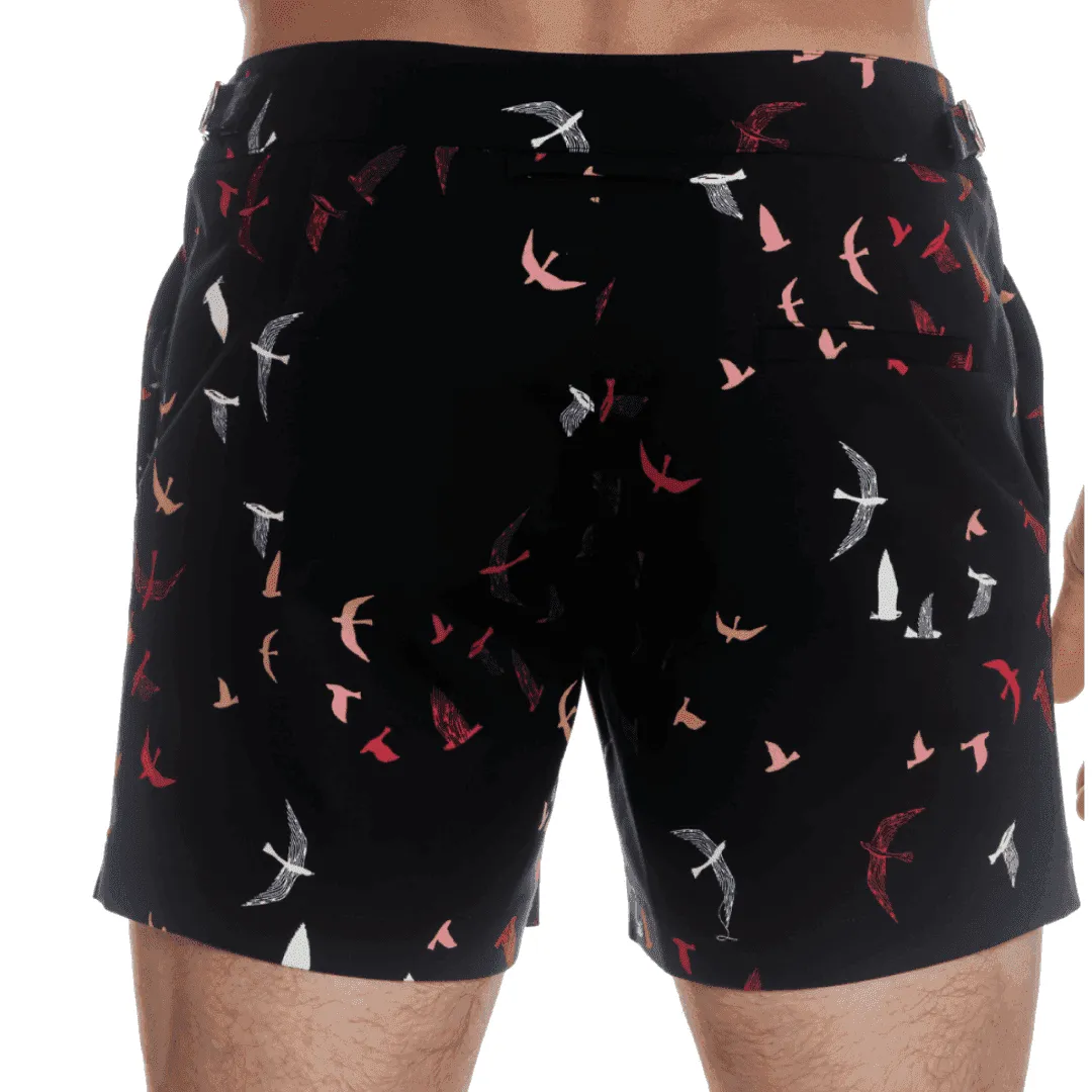 Shorts Navy Blue Flock Print