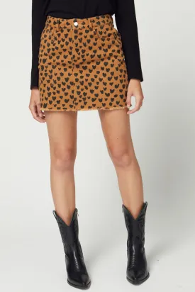 Spotted Denim Camel Skirt